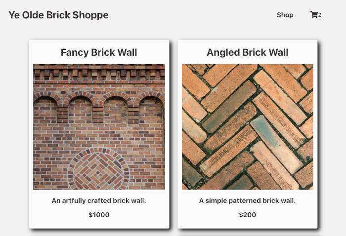 Fictional brick walls for sale from the Shopping Cart project